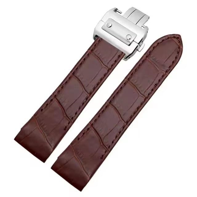 Bracelet de montre en cuir pour Cartier Santos 100 noir brun interchangeable