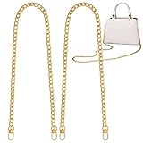 Gondiane 2Pcs Flat Purse Chain Strap Crossbody Bag Replacement Strap with Metal Buckles(47.2 Inches/120cm, Gold)