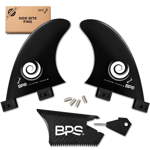 BPS 'Koru' Surfboard Side Bite Fins - Fiberglass Reinforced Eco Surfboard Fins – with 60% Recycled Nylon Plastic for Longboard, Surfboard, Shortboard (FCS GL Style Fin Box)