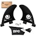BPS Black Side Bite Fins (2) Glass Flex Surf Fin Set (FCS GL Style) Black with BPS Wax Comb
