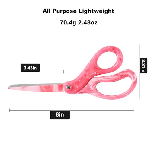 LIVINGO All Purpose Scissors - 8” Sharp Heavy Duty Fabric and Paper Shears with Gradient Pink Color Coating Stainless Steel Blade and Comfort Smooth Grip for Office Home Arts, Crafts - Thumbnail 2