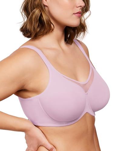 Image of HSIA Minimizer Bras for Women Plus Size, Full Coverage Coolcomfort T Shirt Unlined Bra with Underwire for Heavy Breast, Dreamy Lilac 36I