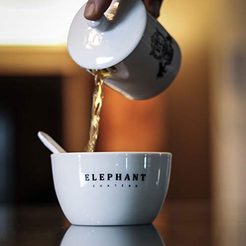 Perfect White Porcelain Tea Set (4 Piece) | Loose Leaf Infuser & Strainer Cup, Gongfu Tea Tasting Cup, & Tea Spoon | Easy Hot Tea Brew | Handmade Estate Ceramic Teapot & Teacup Gift | Elephant Chateau #TOP3