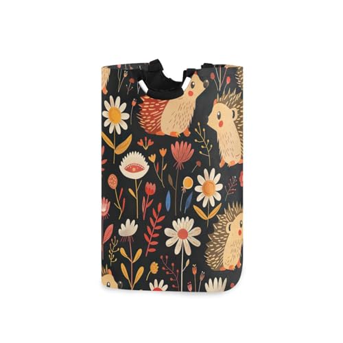 Jihqo Laundry Hamper Basket Cute Hedgehogs Collapsible Nursery Storage Bin Waterproof Clothing Baskets for Home Bedroom Bathroom Washing Room