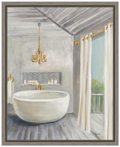 Amanti Art Framed Canvas Wall Art 20x16 Attic Bathroom II