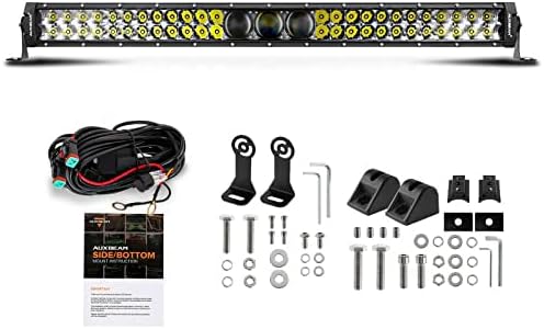 32 Inch LED Bar 270W 33000LM 5D Pro Lens Off Road Driving Spot Flood Combo Fog Work Light With 10FT Wiring Harness Kit (Professional Grade Outdoor Lighting Source P8 LED)