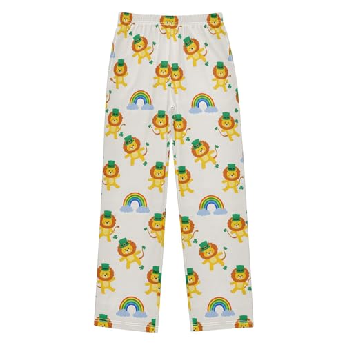 Pajama Pants Sleep Pants Soft Elastic Waist Pajama Lounge Pants Lion Rainbow for 6-14 Years Old