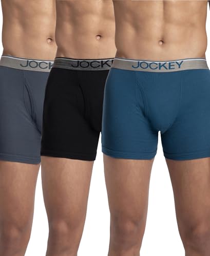 Image of Jockey 8009 Men's Super Combed Cotton Rib Solid Boxer Brief with Ultrasoft Waistband (Pack of 3)