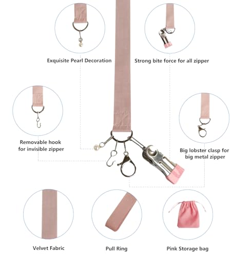 Zipper Helper Pull for Dresses,Dress Zipper Helper,Zipper Helper for Boots,Zipper Helper for Dresses with Invisible Zippers (PINK01)