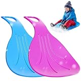 .2Pcs Snow Sled for Kids, Lightweight Portable Snow Sled with Non-Slip Handle, Flexible Plastic Sliding Board for Winter Outdoor or Sand Sporting_Goods.