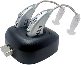 Rechargeable Digital Sound Enhancers – Pair with USB Charging Dock, Lightweight Behind-the-Ear Audio Amplification Devices for Clear Sound and Everyday Use
