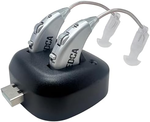Digital Hearing Amplifiers - Pair of Rechargeable BTE Personal Sound Amplifier with USB Dock - Premium Behind The Ear Sound Amplification - by MEDca