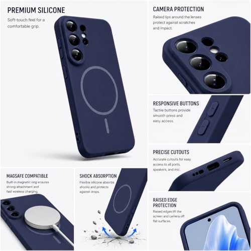 Image of DIZORO Microfiber Candy Case Compatible for Samsung S26 Ultra 5g Magnetic Silicone Case, Compatible with MagSafe Shockproof, Anti-Scratch Soft Non-Slip Full Body Protective Back Cover (New Blue)