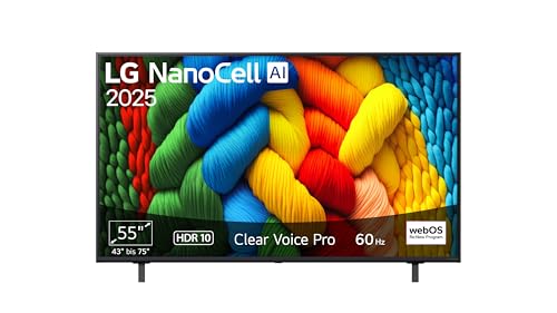 LG 55NANO80A6B TV 55 Zoll (139 cm) 4K NanoCell AI TV (α7 Gen8 4K AI Prozessor, webOS 25, 60Hz) [Modelljahr 2025]