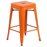 Flash Furniture Backless Metal Counter Height Stool, 24-Inch, Orange