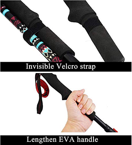 Foto von YYHUWAI Trekkingstöcke Outdoor-Produkte Alloy-Trekkingstöcke, 4-fach zusammenklappbar, verstellbar und ultraleicht Perfekt zum Wandern, Wandern, Rucksackwandern und Schneeschuhwandern