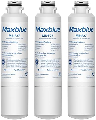 Maxblue HAF-CIN/EXP Replacement for Samsung DA29-00020B, HAF-CIN, RF28HMEDBSR/AA, RF28K9380SR, RF263BEAESR/AA, RF28JBEDBSG, RF4287HARS, RF28HFEDTSR, DA97-08006A, Refrigerator Water Filter, 3 Pack