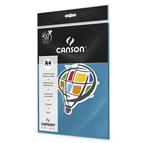 Papel Colorido A4 180g/m², Canson, 66661201, Azul Royal, 10 Folhas