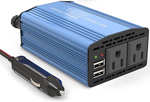 400W Car Power Inverter – DC 12V to AC 110V, Car Vehicle Inverter with 4.8A Dual USB, Dual AC Adapter for Road Trip, Cigarette Lighter Inverter…