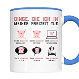 Schweine Tasse | Dinge, die ich in meiner Freizeit tue meine Schweine anschauen | Schweine Geschenk Schweinezüchter Tasse Schweine Kaffeebecher lustig