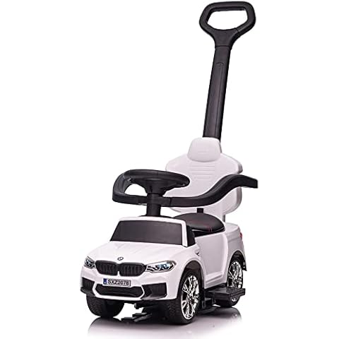 Best Ride On Cars BMW 4 in 1 Battery Powered Push Car - Officially Licensed Ride On Battery Powered Toy Car, Multipurpose Stroller, Walker, Rocker for 1-3 Year Old with Safety Features - White Cover