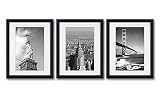 New York City NYC Skyline Skyscraper Canvas Print Wall Art Decor Framed Posters 3 Piece Black and Wh