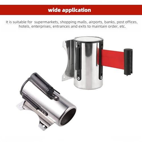 5M Edelstahl Absperrung Ausziehbar Absperrband Einzeihbar Wand Montiert Absperrung Personenleitsystem Absperrstände Absperrseil Wandgurt Sicherheit für Abgrenzungsständer Crowd Control