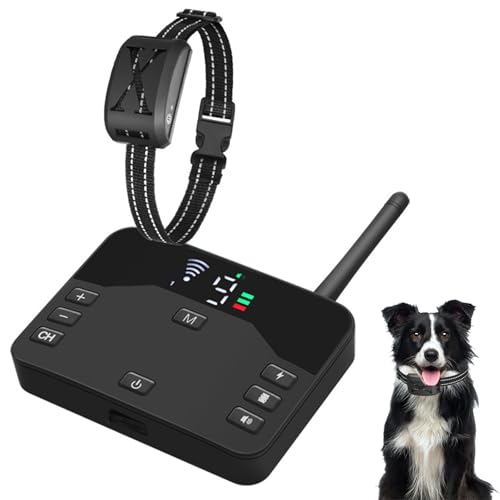 Clôture électrique sans Fil pour Chien - 3 Modes d'entraînement 9 Niveaux d'intensité Collier de Dressage avec Télécommande Étanche Modes Son Vibration...