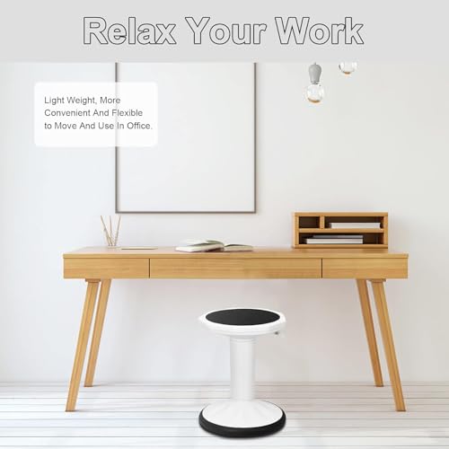 Image of GLACER Wobble Stool, Wiggle Stool for Classroom Seating, 24 inch Active Learning Stool w /Adjustable Height, Sitting Balance Chair for School, Office Stand Up, Flexible Seating Wobble Chair (White)