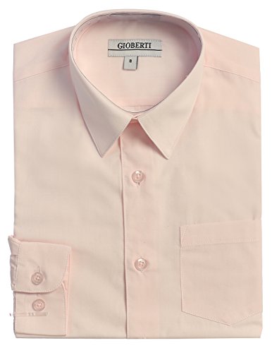 Image of Gioberti Boy's Long Sleeve Dress Shirt + Solid Tie, Bow Tie, and Hanky