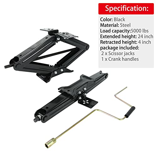 5000 Lb Lift 24" Rv Stabilizing Scissor Jack, Scissor Lifting Jacks W/Handle For Pop-Up Camper And Travel Trailer -Pack Of 2 #TOP1