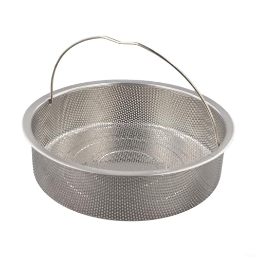 HEIBTENY Cesta de vapor de acero inoxidable con asas resistentes para verduras, albóndigas y mariscos, para colador de cocina versátil y lavadora de arroz (22 cm)