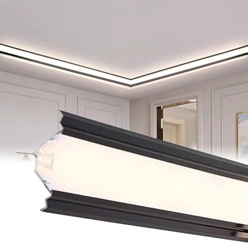 Black Aluminum LED Linear Light Channel - 15ft Indirect Lighting Diffuser for Wall & Ceiling, Perfect for Baseboard Trim & Modern Interior Design