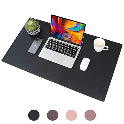 Leather Desk Pad 36" x 20", Vine Creations Office Desk Mat Waterproof Black