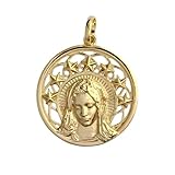 Inmaculada Romero IR Virgen de la Alegría Medalla en Plata de Ley 925m chapada oro Virgen Niña Primera Comunión 27mm.