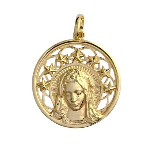 Medalla Virgen de la Alegría de plata dorada: joya de Primera Comunión