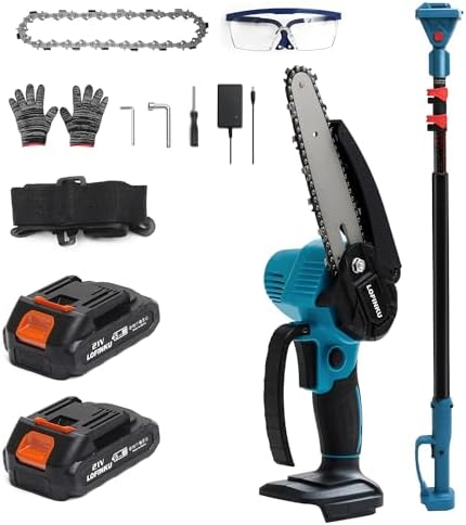 Fresh Fab Finds 2-in-1 Cordless Pole Saw & Mini Chainsaw Electric Mini Chainsaw Length Adjustable Cordless Chain Saw with 2Pcs 1500mAh Batteries 4in/6in Chains for Tr main image 1