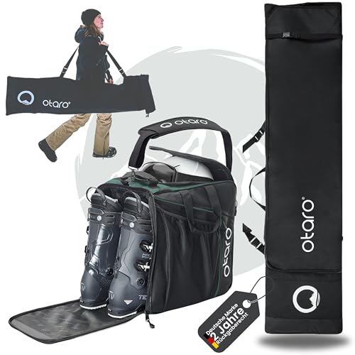 Otaro Snowboardtasche & Skischuhtasche mit Helmfach (Classic Set | Tannengrün) | längenverstellbare 140–180cm Snowboard Tasche | Snowboard Bag wasserfest & gepolstert | Wakeboard Tasche