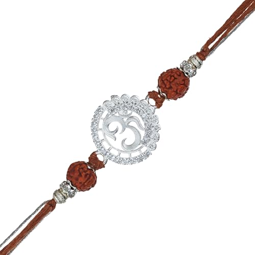 Image of eCraftIndia Om Rudraksha Rakhi for Brother Bhaiya Bhai with Best Bro Ever Fridge Magnet | Roli Chawal Pack