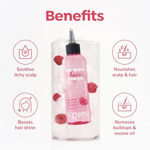 A'PIEU A’PIEU Raspberry Hair Vinegar Rinse for Scalp Detox & Clean, Smooth & Shiny Hair, Clarifying Treatment for Dandruff, Buildup, Oily & Itchy Scalp, pH Balancing, Korean Haircare, 6.76 fl oz