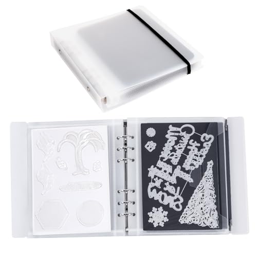 Image of UNIMEIX 12 Pcs Magnetic Sheets for Die Storage with 1 Binder Cover, 2 in 1 Storage Stamp and Die Storage Bags Die Cut Storage Supplies(0.8 mm Thickness,Translucent