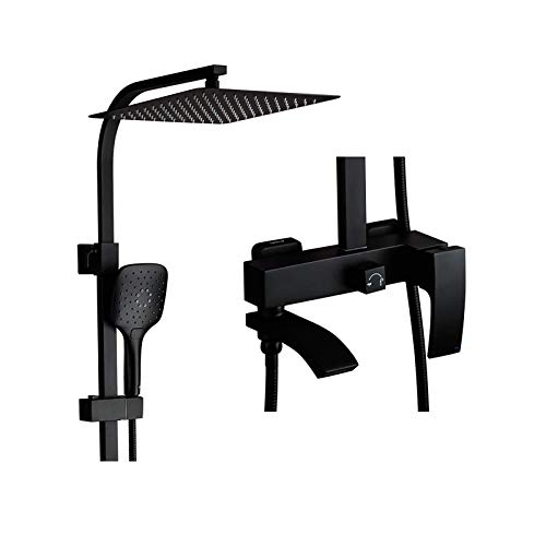Douche effet pluie noire avec douchette multifonction jet massant