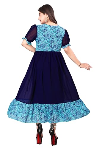 Image of eightone Floral Printed Cotton Frock for Women | Fit and Flare Midi One Piece Dress | Casual Western Dress for Women