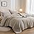 weigelia King Size Comforter Set 7PC Oatmeal Bed Comforter Set Bed in a Bag Solid Color Soft Microfiber Bedding Set King Comforter Set with Sheets Pillow Shams and Pillowcases