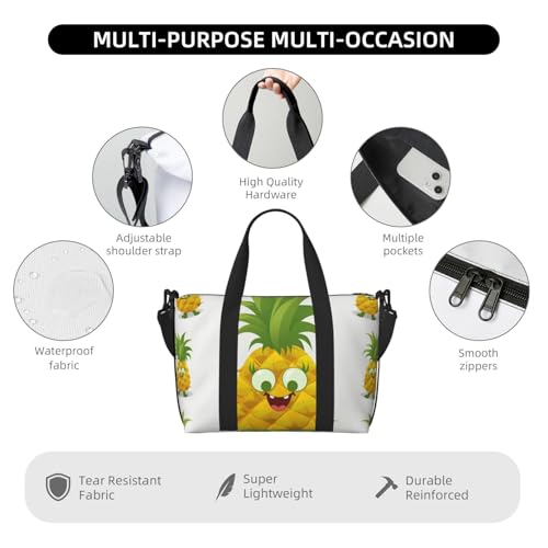 Travel Duffel Bag for Women, Large Shoulder Weekender Overnight Bag, Sport Gym Bag for Men, Carry On Tote Bags, Pineapple Luggage Bag for Travel Essentials4
