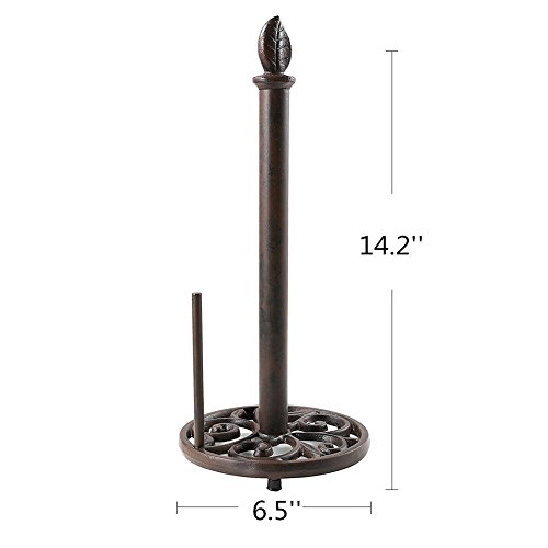 JOGREFUL Vintage Metal Paper Towel Holder Brown Cast Iron Roll Paper Towel Stand for Kitchen Bathroom Home Decor