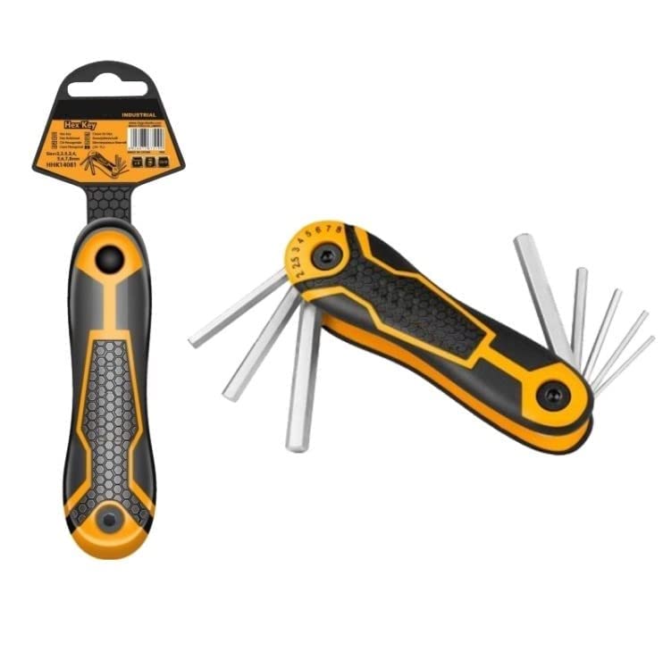 GSK Cut® 8 Pc Folding Allen Wrench Set CR-V Hex Key Set, Folding Pocket Allen Key Portable Hex Key Set for Basic Home Repair and General Applications