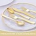 Supernal 180 pieces Gold Plastic Silverware, Disposable Plastic Utensils Heavy Duty, Gold Disposable Silverware Sets Include 60 Knives, 60 Forks and 60 Spoons, Suitable for Party, Birthday, Wedding