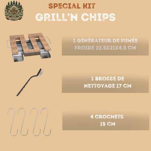 Kaltrauchgenerator/Räucherschnecke für Räucherofen Fleisch und Fisch + 4 Fleischerhaken und 1 Reinigungsbürste - Gratis E-Book