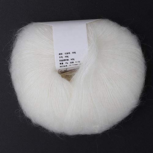 Soft Mohair Knitting - Popular Soft Mohair Pashm Knit Angora Long Wool Yarn Hot (With A Crochet)(White) #TOP3